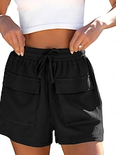 economico Pantaloncini sportivi-Per donna Pantaloni da tuta Chinos Shorts Vacanza Moda Streetwear Corto Vita Alta Semplice Tasca Fascia Elastica Comodo Comodità Morbido Elasticizzato All'aperto Streetwear Nero Bianco Viola chiaro