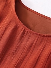 abordables Vestidos-Mujer Vestido Midi Vestidos con tacto de lino Vestido de cambio Vestido de verano Casual Diario Holgado Plano Manga Corta Cuello Barco Blanco Rojo Verano Primavera