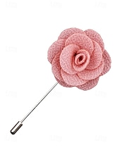 tanie Wesele ACC-Ręcznie wykonana męska broszka z motywem róży - elegancka butonierka z tkaniny poliestrowej na śluby, dodatki do garniturów pana młodego i drużbów, bale maturalne i imprezy - stylowa broszka z motywem kwiatowym w wielu kolorach