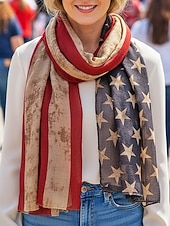 economico Accessori-Foulard in poliestere femminile dell'anniversario dei 250 anni degli Stati Uniti disponibili in più modelli leggero e traspirante per primavera e estate perfetto per USA Giorno dell'Indipendenza e