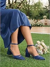 economico Madre della Sposa/Sposo-décolleté da donna in raso verde smeraldo - eleganti scarpe da mamma sposa con tacco a blocco e cinturino alla caviglia per matrimoni in giardino, ricevimenti all'aperto &amp;gala estivi formali