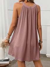abordables Vestido blanco-Mujer Mini vestido Vestido informal Vestido de verano Elegante Moda Moderno Exterior Vacaciones Noche Ajuste regular Plano Sin Mangas Cuello halter Negro Blanco Verde Claro Rosa Verano Primavera