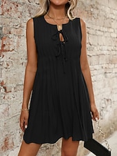ieftine Rochii Albe Casual-Pentru femei Rochie Mini Rochie albă Modă Modern În aer liber Vacanță Ieșire Fit regulat Simplu Fără manșon În V Albastru piscină Negru Alb Roșu-aprins Vară Primăvară
