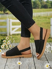 abordables Sandalias Planas-Sandalias planas informales de color verde militar para mujer: cómodas sandalias planas con punta abierta y tira trasera para playa y viajes en verano. &amp;uso diario
