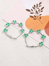  Pendientes de trébol de aleación para mujer, diseño de trébol verde, perfectos para el Día de San Patricio y uso diario informal.
