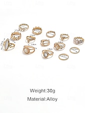billiga Damringar-set med bohemiska ringar för kvinnor, halsband och örhängen i vintagelegering med turkosa accenter, accessoarer i retrostil för vardagsbruk, sommarsemester, strandfester och högtidsgåvor