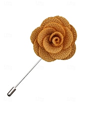 tanie Wesele ACC-Ręcznie wykonana męska broszka z motywem róży - elegancka butonierka z tkaniny poliestrowej na śluby, dodatki do garniturów pana młodego i drużbów, bale maturalne i imprezy - stylowa broszka z motywem kwiatowym w wielu kolorach