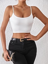voordelige Gewone Tank-Dames Blouse Hemdje Tanktop Blote rug Effen Sexy Casual Mouwloos Bandje Croptops Dagelijks Feestdagen Uitgaan Zwart Wit Rood Oranje Bruin Zomer Lente