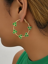  Pendientes de trébol de aleación para mujer, diseño de trébol verde, perfectos para el Día de San Patricio y uso diario informal.