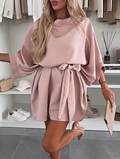 preiswerte Weißes Kleid-Damen Minikleid A Linie Kleid Sommerkleid Lässig Täglich Lässiger Schnitt Einfach Dreiviertelarm Rundhalsausschnitt Blau Rosa Violett Purpur Sommer Frühling