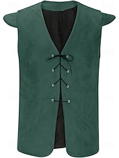 billige Topper-Kostymer i middelalderstil Renessanse سترة Pirat Knekt Viking Kostyme Herre Viking Pirat Halloween Karneval Ytelse LARP Ren Faire Voksne Vest