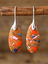 halpa Lomatarvikkeet-Naisten luonnonkiviset pisaranmuotoiset roikkuvat korvakorut, boheemi turkoosi tyyli useissa väreissä, kevyt ja näyttävä koru kevät-kesälomalle, rannalle ja jokapäiväiseen käyttöön.