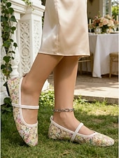 economico Damigella d&amp;#39;onore-ballerine Mary Jane da donna in rete con ricami floreali: eleganti scarpe slip-on traspiranti in stile isola tropicale per vacanze in resort sulla spiaggia e viaggi estivi