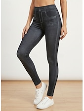 preiswerte Leggings-damen mode strumpfhose leggings knöchellang hose lässig wochenende dehnbar einfarbig bauchkontrolle po-lift hohe taille skinny blau 2xl