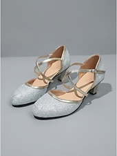 olcso 1920-as évek &amp; Gatsby-korszak-női fekete csillámos Mary Jane magassarkú – az 1920-as évek elegáns, keresztbe tett, bokapántos, blokksarkú cipője ezüst szegéllyel szalagavatókra, esküvőkre és esti rendezvényekre