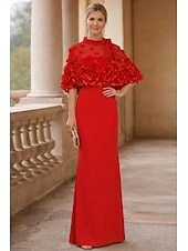 preiswerte Schlauch-Abendkleider-Schlauchkleid Bodenlang Abiballkleider Abendkleid Ballkleid Festliche Kleidung Elegant Halbarm Juwelenhals Hochzeitsgast Formeller Abend Herbsthochzeitsempfang mit Falten