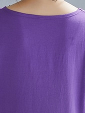 abordables Robes-Robe maxi en lin pour femme faux coton robe décontractée coupe ample graphique floral manches 3/4 col rond noir jaune rouge violet été printemps