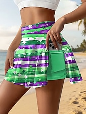  Gonna da tennis patriottica da donna per il Giorno dell'Indipendenza moda casual mini gonna vita alta grafico elasticizzata abbigliamento quotidiano spiaggia blu rosa viola verdi estate 95%