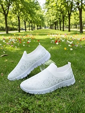 economico Sneakers da donna-scarpe da ginnastica slip-on da donna con strass rosa - tomaia in Flyknit traspirante, leggere &amp;scarpe sportive casual scintillanti per camminare, fare jogging, viaggiare, indossare ogni giorno