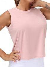 abordables Réservoir Simple-Femmes Chemisier Uni Actif ancien Sans manches Col ras du cou Hauts Réguliers Quotidien Salle de sport Fête Noir Blanche Rose Claire Gris foncé Été Printemps