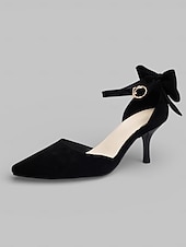 halpa Häävieras-naisten pinkit mokkanahkaiset d'orsay-avokkaat - elegantit teräväkärkiset kissankorkoiset korkokengät, joissa on rusetti takana &amp;nilkkahihna kaupunkihäihin, morsiusneitoihin &amp;viralliset puutarhajuhlat
