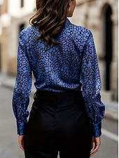 cheap Art&amp;Design Blouses-Women's Shirt Graphic Leopard Vintage Stylish Basic Long Sleeve Shirt Collar Regular Tops Daily Holiday Blue Pink Spring Fall