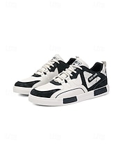 cheap Dress Sneakers-Men's Faux Leather Casual Sneakers, Comfortable Stylish Shoes for Garden Weddings, Ideal for Casual Wedding Guests