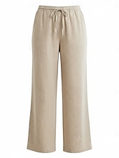 cheap Premium Linen Collection-70% Linen Women's Linen Pants Culottes Wide Leg Wide Leg Chinos Vacation Streetwear Basic Full Length Medium Waist Plain Drawstring Pocket Comfort Inelastic Daily Outdoor claret Deep Green