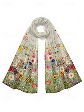 Недорогие Женские шарфы-Женский шарф из полиэстера с изображением клевера, изготовленный из дышащего шифона, с зеленым узором в виде клевера, идеально подходит для Дня Святого Патрика и повседневной носки.