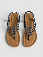 baratos Sandálias Confortáveis-Sandálias femininas de dedo com tiras e palmilha acolchoada, sandálias rasteiras com tira elástica no calcanhar, estilo casual e confortável para o verão, ideais para caminhadas, férias, praia e