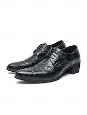 ieftine Pantofi derby-Pantofi eleganți bărbătești din piele ecologică maro cu model de crocodil, pantofi de mireasă premium pentru miri și invitați preocupați de modă