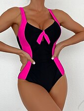 voordelige Eendelige badpakken-Dames Zwemkleding Een stukje Monokini Zwempak Buikcontrole Hoge taille Slank Blote rug Vakantie Strand Kleding Kleurenblok V-hals Mouwloos Badpakken