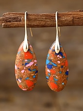 halpa Lomatarvikkeet-Naisten luonnonkiviset pisaranmuotoiset roikkuvat korvakorut, boheemi turkoosi tyyli useissa väreissä, kevyt ja näyttävä koru kevät-kesälomalle, rannalle ja jokapäiväiseen käyttöön.