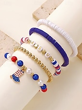 Недорогие Аксессуары-Юбилейный комплект акриловых бусин для женщин к 250-летию США доступен в разных стилях тема свободы США идеально подходит для повседневной носки