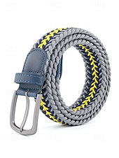 Недорогие Мужские ремни-Мужской эластичный плетеный пояс, полиэстер, различные цвета, идеально подходит для отдыха и повседневной носки.