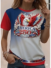  Giorno dell'Indipendenza Anniversary Americano Maglietta Patriottica da Donna Stampa Grafica Bandiera Americana Vintage Elegante Classica Manica Corta Collo Tondo Regolare Top Giornalieri Weekend