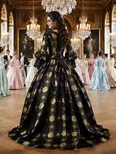 Недорогие Платья-Рококо Викторианский стиль Эпоха возрождения В пол Платья Костюм для вечеринки Маскарад Большие размеры Нормальная Буфф / баллон Вспышка рукава Принцесса Кружева Тюль Винтаж С пышной юбкой