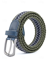 Недорогие Мужские ремни-Мужской эластичный плетеный пояс, полиэстер, различные цвета, идеально подходит для отдыха и повседневной носки.