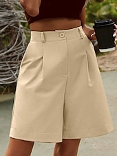 economico Fondi-Per donna Pantaloni effetto lino Chinos Shorts Pantaloncini Estivi Vacanza Moda Streetwear Corto Vita Alta Tinta unica Tasca Comodo Morbido Confortevole Micro-elastico All'aperto Streetwear Nero