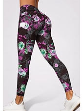 abordables jambières 3d-Femmes leggings de pilates Pantalons de fitness Leggings décontractés Poches Droit de timbre Patchwork Pilates Salle de sport Entraînement en salle Pantalons Collants Leggings Bloc de Couleur Floral