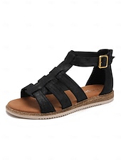 economico Sandali Piani-sandali casual bassi da donna con cinturino alla caviglia - morbidi sandali stile gladiatore in similpelle, suola ammortizzata leggera, comode scarpe estive da donna, da indossare tutti i giorni, per passeggiate, viaggi e feste in giardino