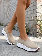 cheap Women's Sneakers-Women's Purple Breathable Knit Slip-On Sneakers - Lightweight Walking Shoes for Daily Walking, Travel, Work, Shopping, Fitness &amp; Everyday Wear