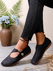 Недорогие Женская обувь на плоской подошве-Женские повседневные балетки «Мэри Джейн» с широкой стопой – удобная обувь в винтажном стиле для женщин с широкой стопой, для повседневной носки, прогулок, работы, путешествий, шопинга, прогулок в саду и повседневной носки.