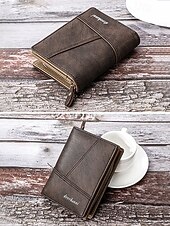 economico Portafogli-Portafoglio bifold da uomo in similpelle, opzioni multicolore, design multiscomparto di grande capacità con tasca portamonete con cerniera, porta carte sottile in stile casual per l'uso quotidiano e business casual