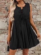 ieftine Rochii Albe Casual-Pentru femei Rochie Mini Rochie albă Modă Modern În aer liber Vacanță Ieșire Fit regulat Simplu Fără manșon În V Albastru piscină Negru Alb Roșu-aprins Vară Primăvară