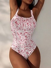 economico Costumi interi-Per donna Costumi da bagno Bikini Due pezzi Costume da bagno Snello Senza schiena Vacanza Abbigliamento da Spiaggia Floreale Scollo a Cucchiaio Senza Maniche Costumi da bagno