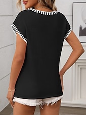 Χαμηλού Κόστους Στερεά Χρώματα-Γυναικεία Πουλόβερ Κομψό Μοντέρνα Κομψό στυλ street Συμπαγές Χρώμα Λαιμόκοψη V Πλεκτό Κοντομάνικο Κανονικά μπλουζάκια Πλέκω Καθημερινά ΕΞΩΤΕΡΙΚΟΥ ΧΩΡΟΥ Σαββατοκύριακο Μαύρο Ανθισμένο Ροζ