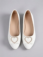 baratos Sapatilhas de mulher-Sapatilhas pretas de bico fino para mulheres com fivela de coração de strass – sapatos confortáveis com laço, ideais para o trabalho, deslocamentos e uso diário.