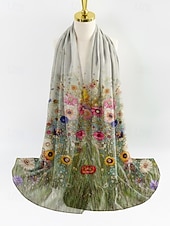 Недорогие Женские шарфы-Женский шарф из полиэстера с изображением клевера, изготовленный из дышащего шифона, с зеленым узором в виде клевера, идеально подходит для Дня Святого Патрика и повседневной носки.