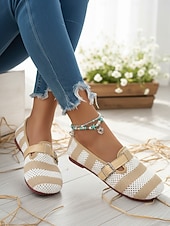 economico Ballerine da donna-Scarpe Mary Jane da donna larghe e traspiranti in maglia color cachi - scarpe casual leggere e comode, con cinturino regolabile per camminare, viaggiare, lavorare, fare shopping, andare in vacanza